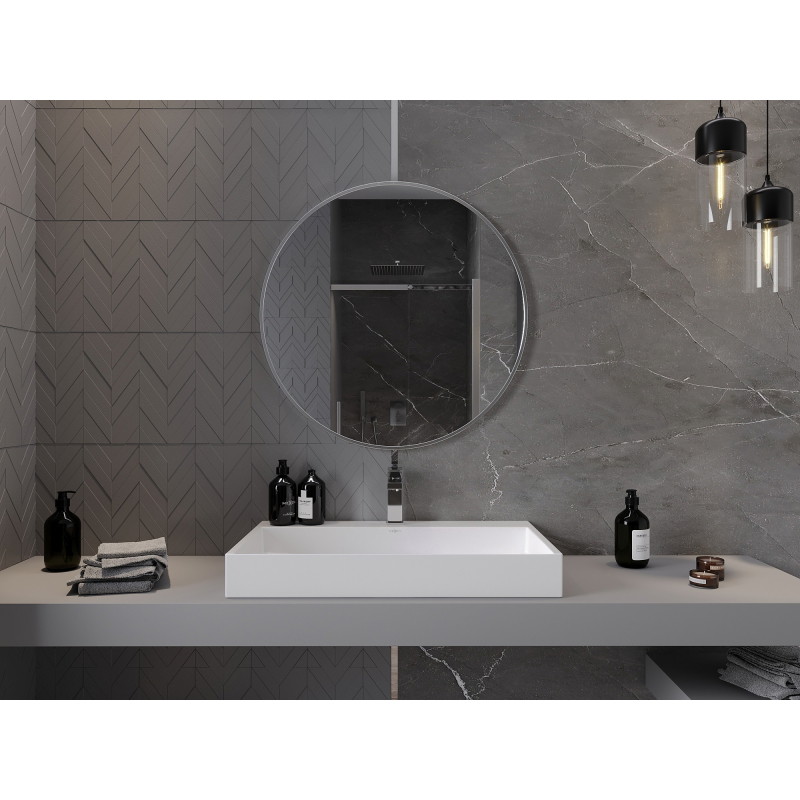 Mexen Loft apvalus vonios veidrodis 80 cm, inox rėmelis - 9850-080-080-000-10