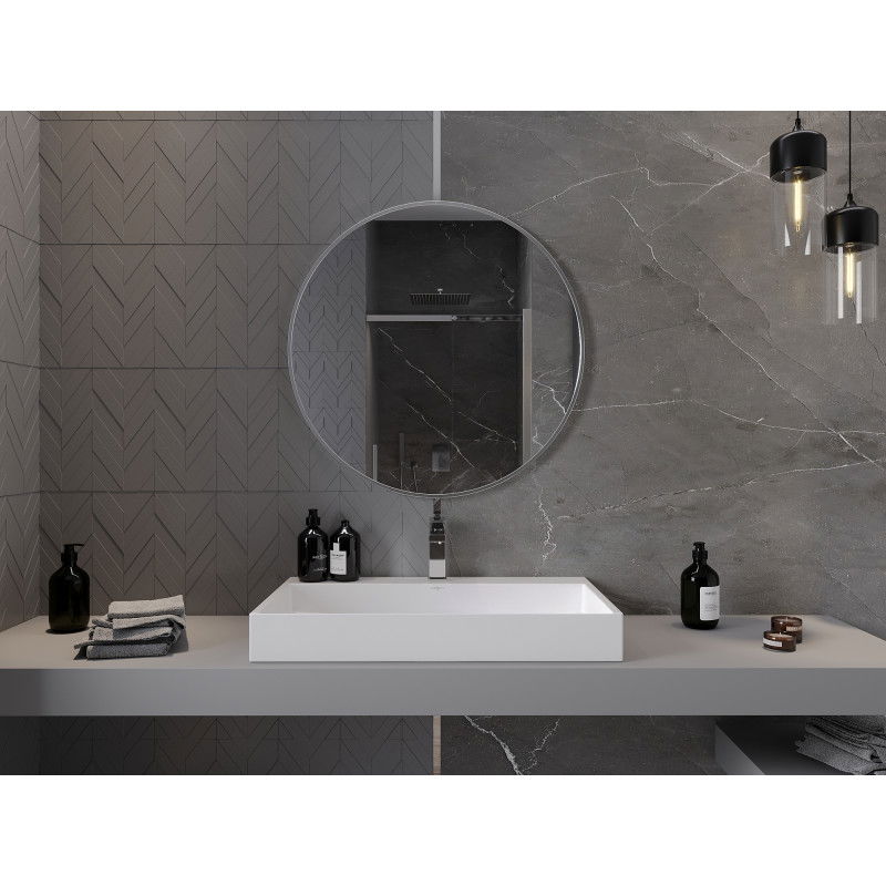 Mexen Loft vonios veidrodis apvalus 80 cm, rėmas inox - 9850-080-080-000-10