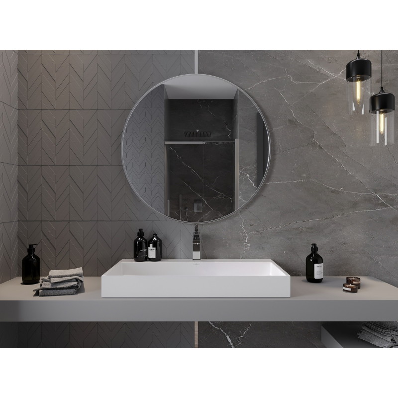 Mexen Loft apvalus vonios veidrodis 90 cm, rėmas inox - 9850-090-090-000-10