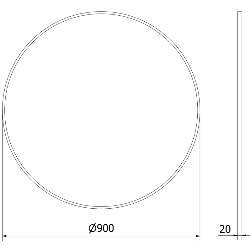 Mexen Loft apvalus vonios veidrodis 90 cm, inox rėmas - 9850-090-090-000-10