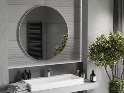 Mexen Loft apvalus vonios veidrodis 100 cm, inox rėmas - 9850-100-100-000-10