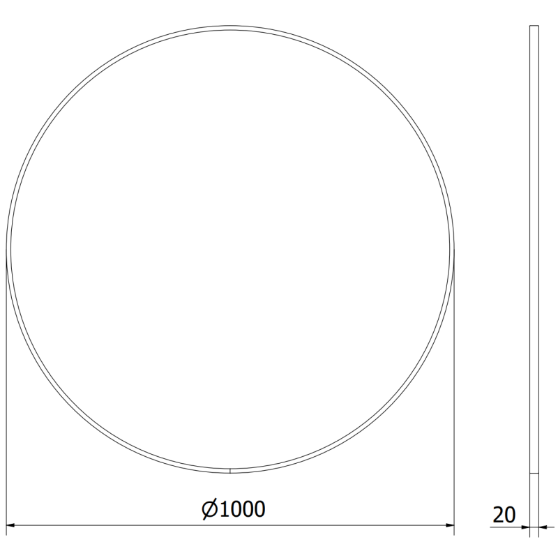 Mexen Loft apvalus vonios veidrodis 100 cm, inox rėmas - 9850-100-100-000-10