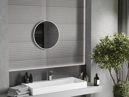 Mexen Loft apvalus vonios veidrodis 30 cm, baltas rėmas - 9850-030-030-000-20