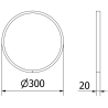 Mexen Loft apvalus vonios veidrodis 30 cm, balti rėmai - 9850-030-030-000-20