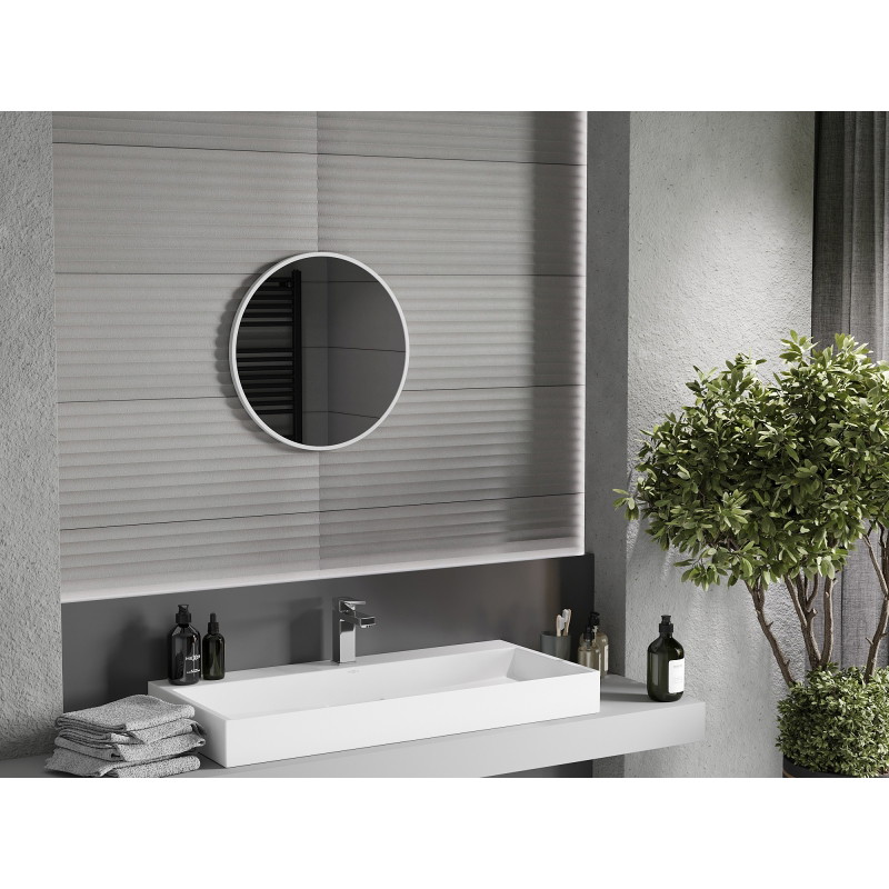 Mexen Loft apvalus vonios veidrodis 40 cm, balti rėmai - 9850-040-040-000-20