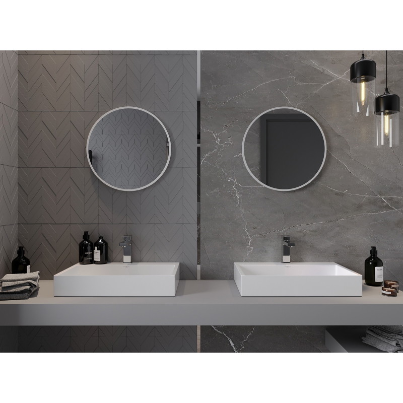 Mexen Loft apvalus vonios veidrodis 50 cm, baltas rėmas - 9850-050-050-000-20
