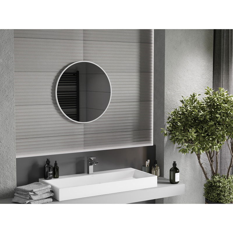 Mexen Loft apvalus vonios veidrodis 60 cm, balta rėmelis - 9850-060-060-000-20