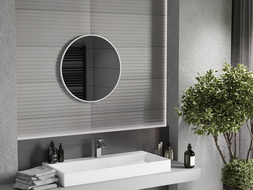 Mexen Loft apvalus vonios kambario veidrodis 60 cm, balta rėmelis - 9850-060-060-000-20