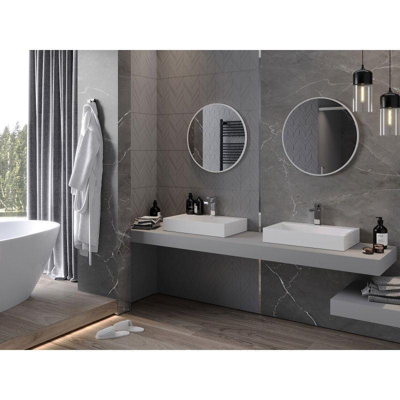 Mexen Loft apvalus vonios veidrodis 60 cm, balta rėmelis - 9850-060-060-000-20