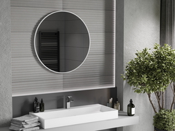Mexen Loft apvalus vonios kambario veidrodis 80 cm, balti rėmai - 9850-080-080-000-20