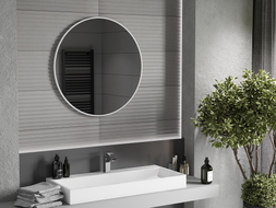 Mexen Loft apvalus vonios veidrodis, 80 cm, baltas rėmas - 9850-080-080-000-20