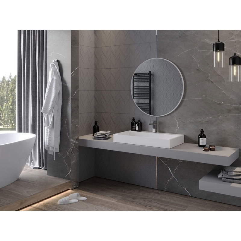 Mexen Loft apvalus vonios veidrodis 80 cm, balta rėmelis - 9850-080-080-000-20