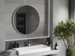Mexen Loft Apvalus vonios veidrodis 90 cm, balta rėmas - 9850-090-090-000-20