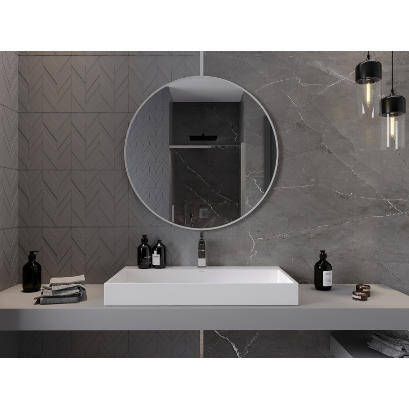 Mexen Loft apvalus vonios veidrodis 90 cm, balta rėmelis - 9850-090-090-000-20