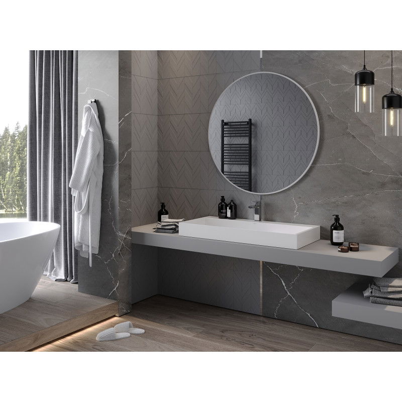 Mexen Loft apvalus vonios veidrodis 100 cm, balti rėmai - 9850-100-100-000-20