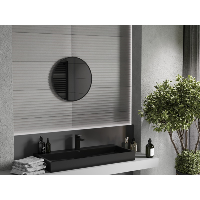 Mexen Loft apvalus vonios veidrodis 40 cm, juodas rėmas - 9850-040-040-000-70