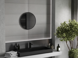 Mexen Loft apvalus vonios veidrodis 45 cm, juodas rėmas - 9850-045-045-000-70