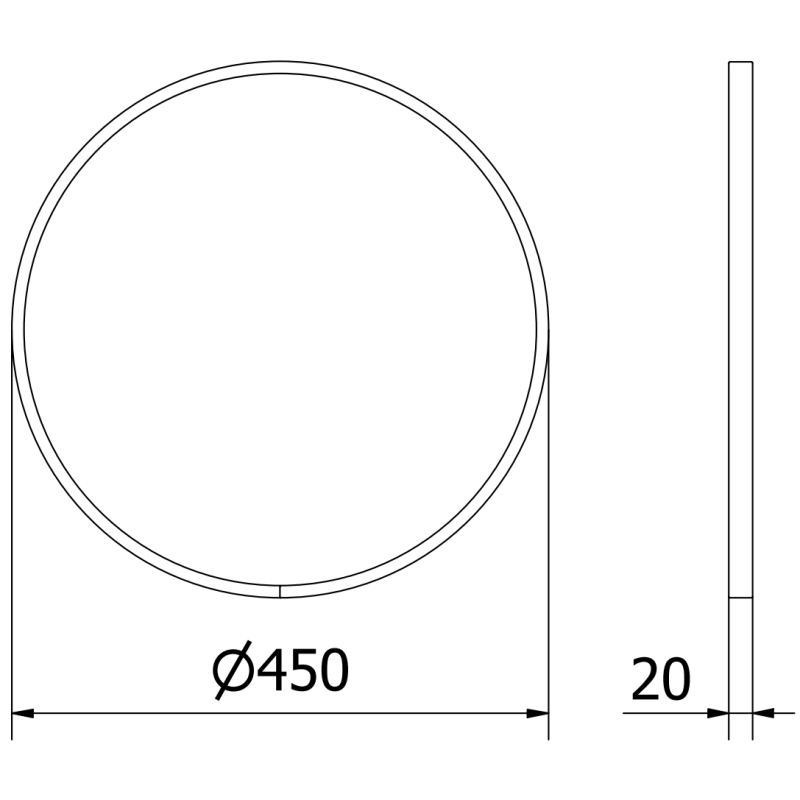Mexen Loft apvalus vonios kambario veidrodis 45 cm, juodas rėmas - 9850-045-045-000-70