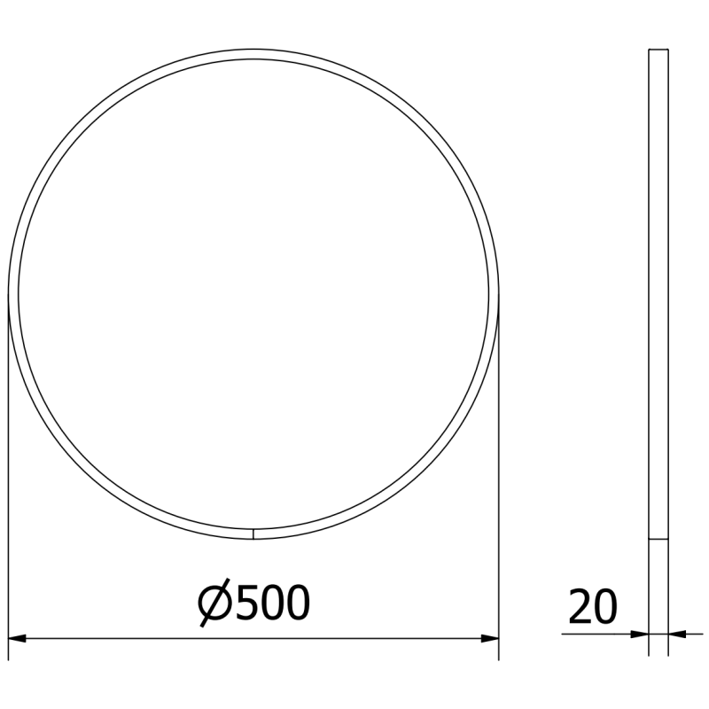 Mexen Loft apvalus vonios kambario veidrodis 50 cm, juodas rėmas - 9850-050-050-000-70