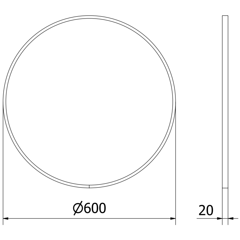 Mexen Loft apvalus vonios kambario veidrodis 60 cm, juodas rėmas - 9850-060-060-000-70