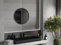 Mexen Loft apvalus vonios kambario veidrodis 65 cm, juodas rėmas - 9850-065-065-000-70