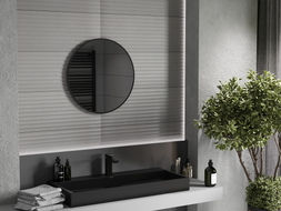 Mexen Loft vonios kambario veidrodis apvalus 65 cm, juodas rėmas - 9850-065-065-000-70