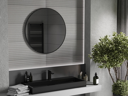 Mexen Loft apvalus vonios veidrodis 80 cm, juodas rėmas - 9850-080-080-000-70