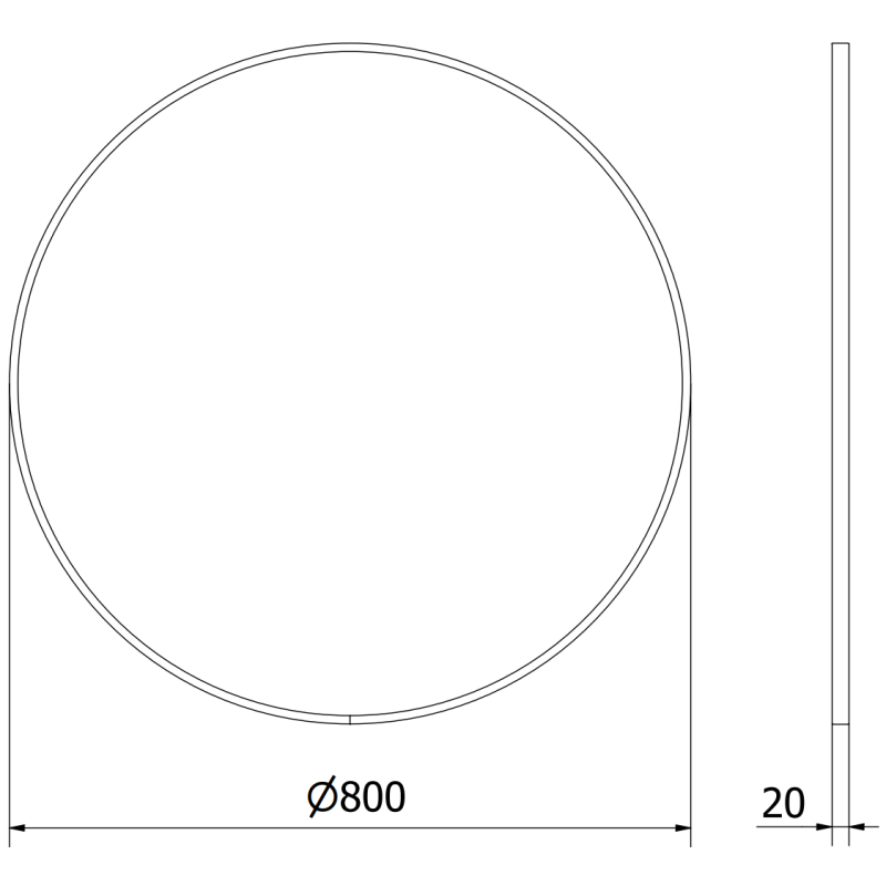 Mexen Loft apvalus vonios veidrodis 80 cm, juodas rėmas - 9850-080-080-000-70