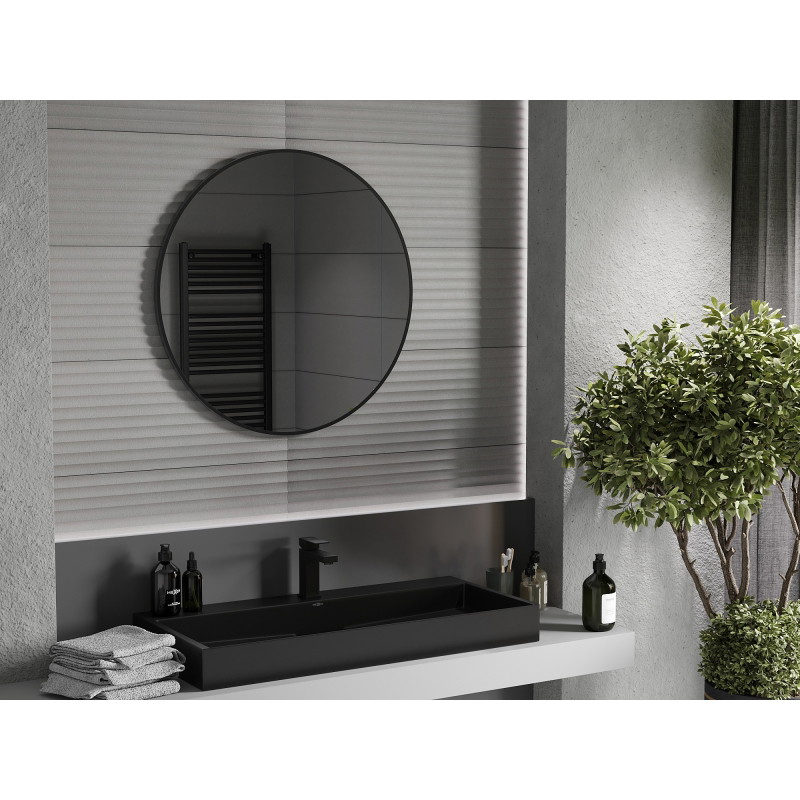 Mexen Loft apvalus vonios veidrodis 85 cm, juodas rėmas - 9850-085-085-000-70
