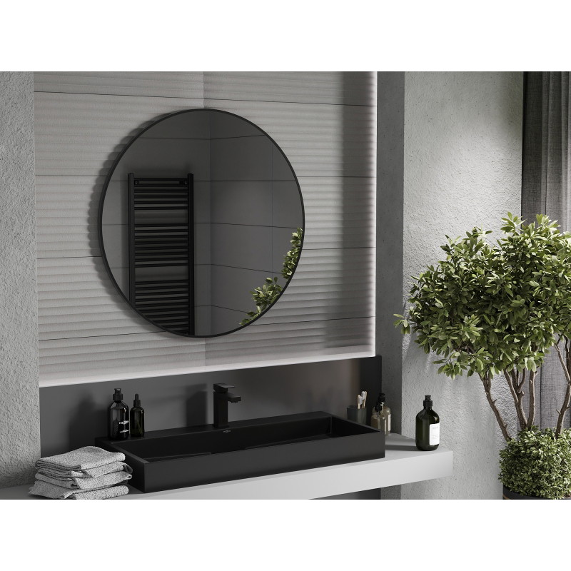 Mexen Loft apvalus vonios veidrodis 95 cm, juodas rėmelis - 9850-095-095-000-70