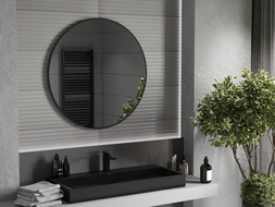 Mexen Loft apvalus vonios veidrodis 95 cm, juodas rėmas - 9850-095-095-000-70