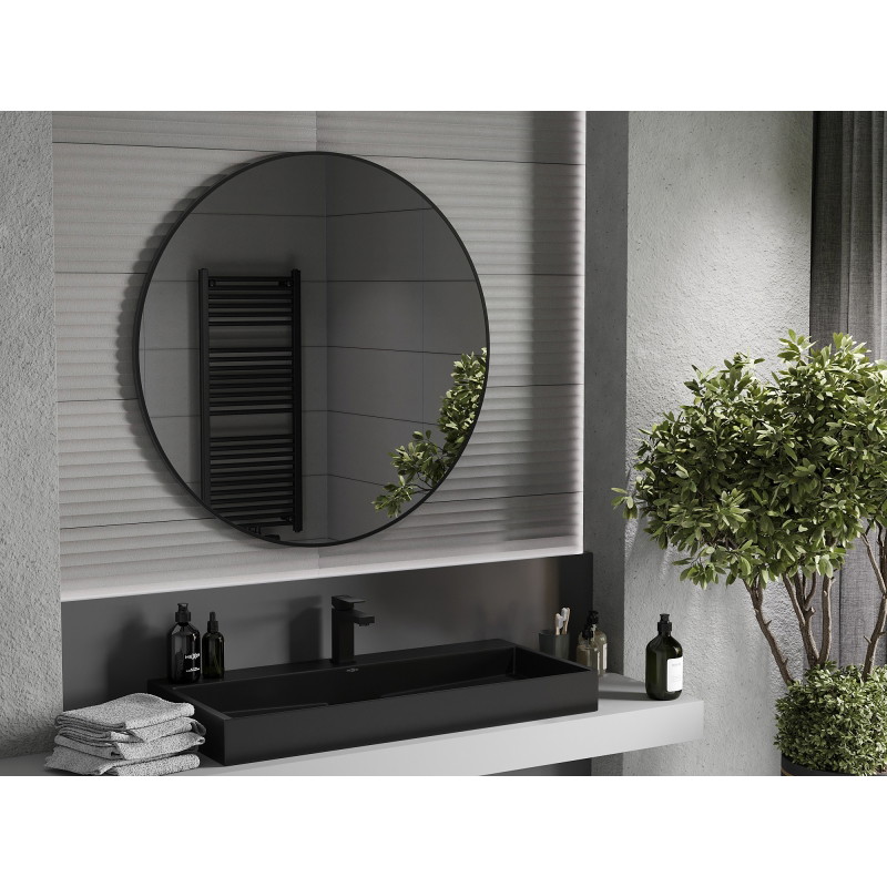 Mexen Loft apvalus vonios veidrodis 100 cm, juodas rėmas - 9850-100-100-000-70