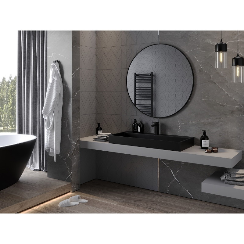 Mexen Loft apvalus vonios veidrodis 100 cm, juodas rėmas - 9850-100-100-000-70