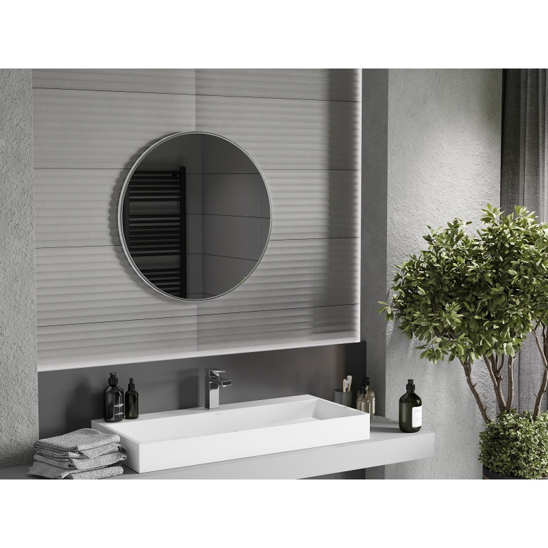 Mexen Loft apvalus vonios veidrodis 70 cm, nerūdijančio plieno rėmas - 9850-070-070-000-10