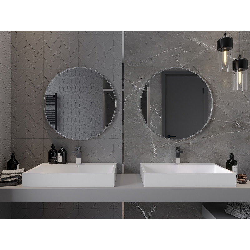 Mexen Loft apvalus vonios veidrodis 70 cm, nerūdijančio plieno rėmas - 9850-070-070-000-10