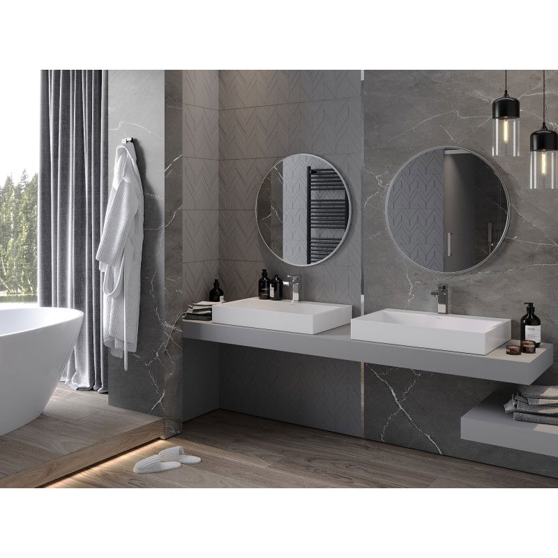 Mexen Loft apvalus vonios veidrodis 70 cm, inox rėmas - 9850-070-070-000-10