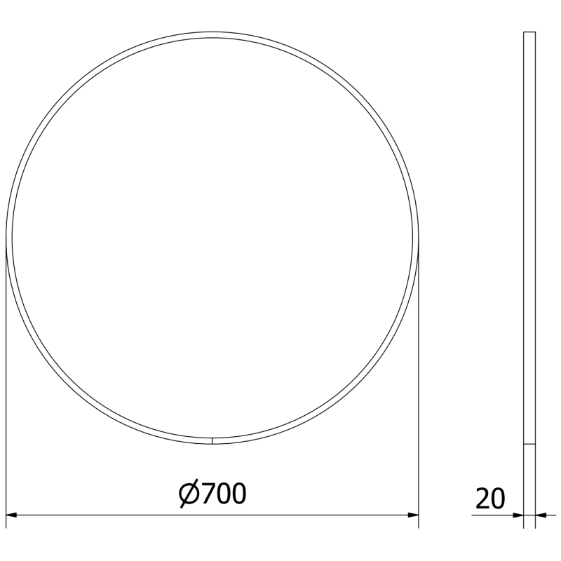 Mexen Loft vonios veidrodis apvalus 70 cm, juodas rėmas - 9850-070-070-000-70