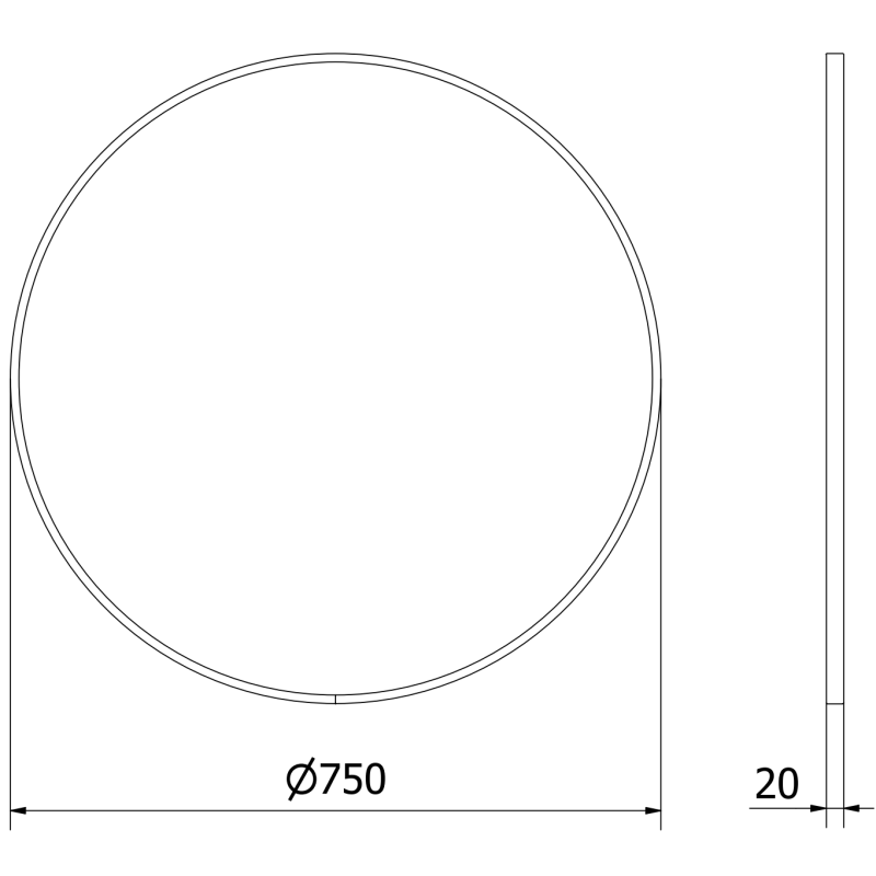 Mexen Loft apvalus vonios veidrodis 75 cm, juodas rėmas - 9850-075-075-000-70
