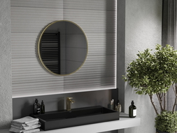 Mexen Loft apvalus vonios veidrodis 75 cm, auksinis rėmas - 9850-075-075-000-50