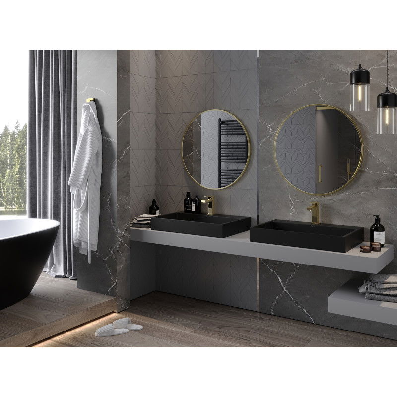 Mexen Loft apvalus vonios veidrodis 75 cm, auksinis rėmas - 9850-075-075-000-50