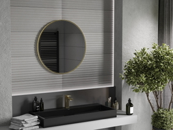 Mexen Loft Apvalus vonios kambario veidrodis 70 cm, šlifuoto aukso spalvos rėmas - 9850-070-070-000-50