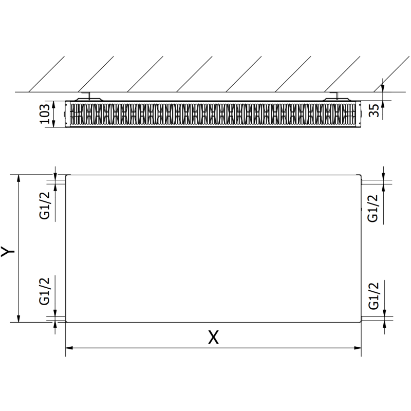 Mexen Flat CF22 plokščias radiatorių 300 x 400 mm, šoninis prijungimas, 360 W, antracitas - W422F-030-040-66