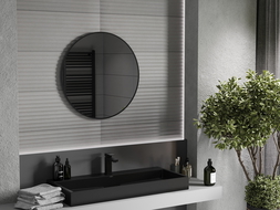 Mexen Loft apvalus vonios kambario veidrodis 70 cm, juodas rėmas - 9850-070-070-000-70