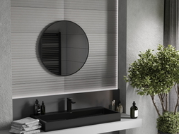 Mexen Loft apvalus vonios veidrodis 70 cm, juodas rėmas - 9850-070-070-000-70