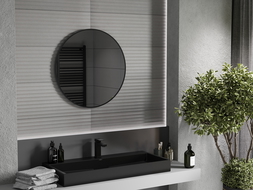 Mexen Loft apvalus vonios veidrodis 75 cm, juodas rėmas - 9850-075-075-000-70