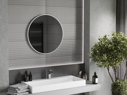 Mexen Loft apvalus vonios kambario veidrodis 70 cm, balta rėmelis - 9850-070-070-000-20