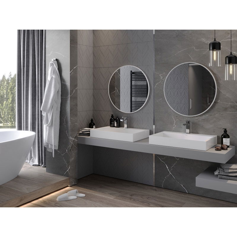 Mexen Loft apvalus vonios veidrodis 70 cm, balta rėmelis - 9850-070-070-000-20