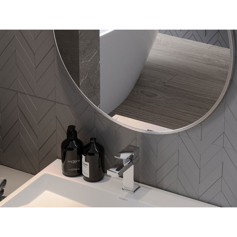 Mexen Loft vonios veidrodis apvalus 80 cm, rėmas inox - 9850-080-080-000-10