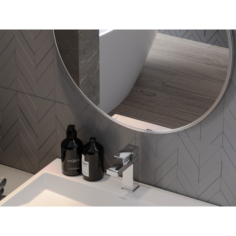 Mexen Loft apvalus vonios veidrodis 90 cm, rėmas inox - 9850-090-090-000-10