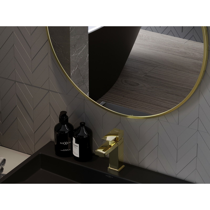 Mexen Loft apvalus vonios veidrodis 65 cm, auksinis rėmas - 9850-065-065-000-50